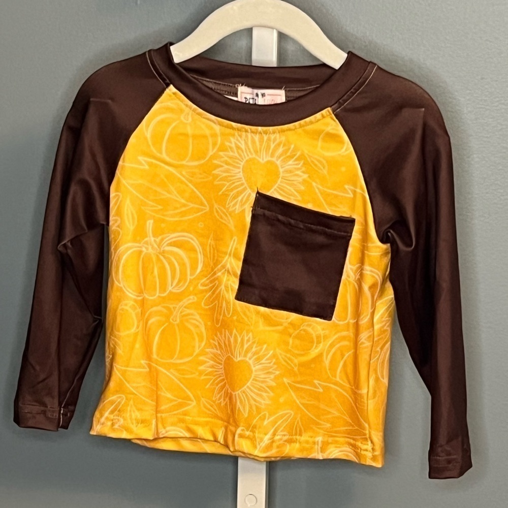 Pete and Lucy Long sleeve shirt with gold autumn design NWT